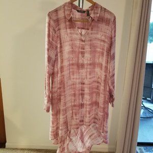 Lisa Rinna Collection Printed Woven Button Front Tunic, Large